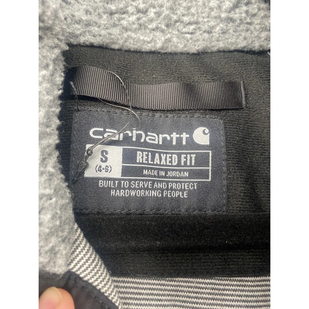 Carhartt Sherpa Fleece Pullover Jacket Women S Gray Relaxed Fit Snap Neck 2258